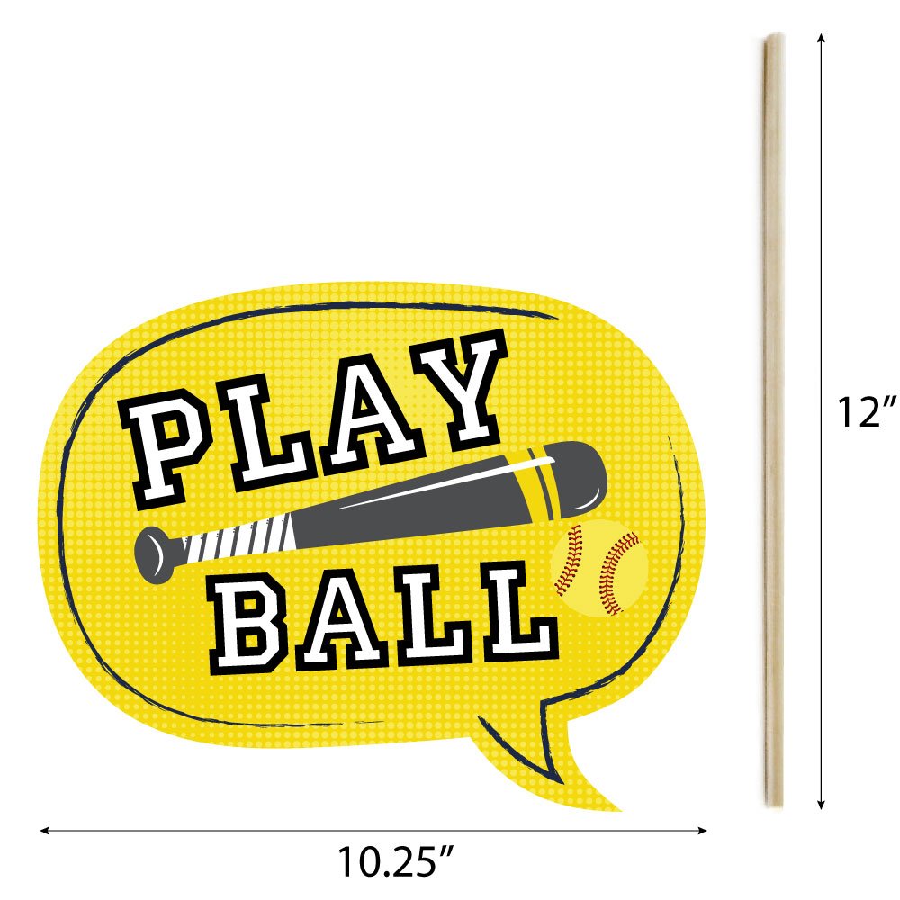 Big Dot Of Happiness Grand Slam - Fastpitch Softball - Birthday Party Or Baby Shower Photo Booth Props Kit - 20 Count